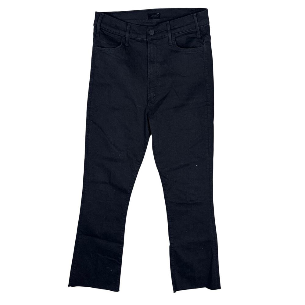 MOTHER Jeans 28 The Hustler Ankle Fray Flare Denim Minimalist Black 27